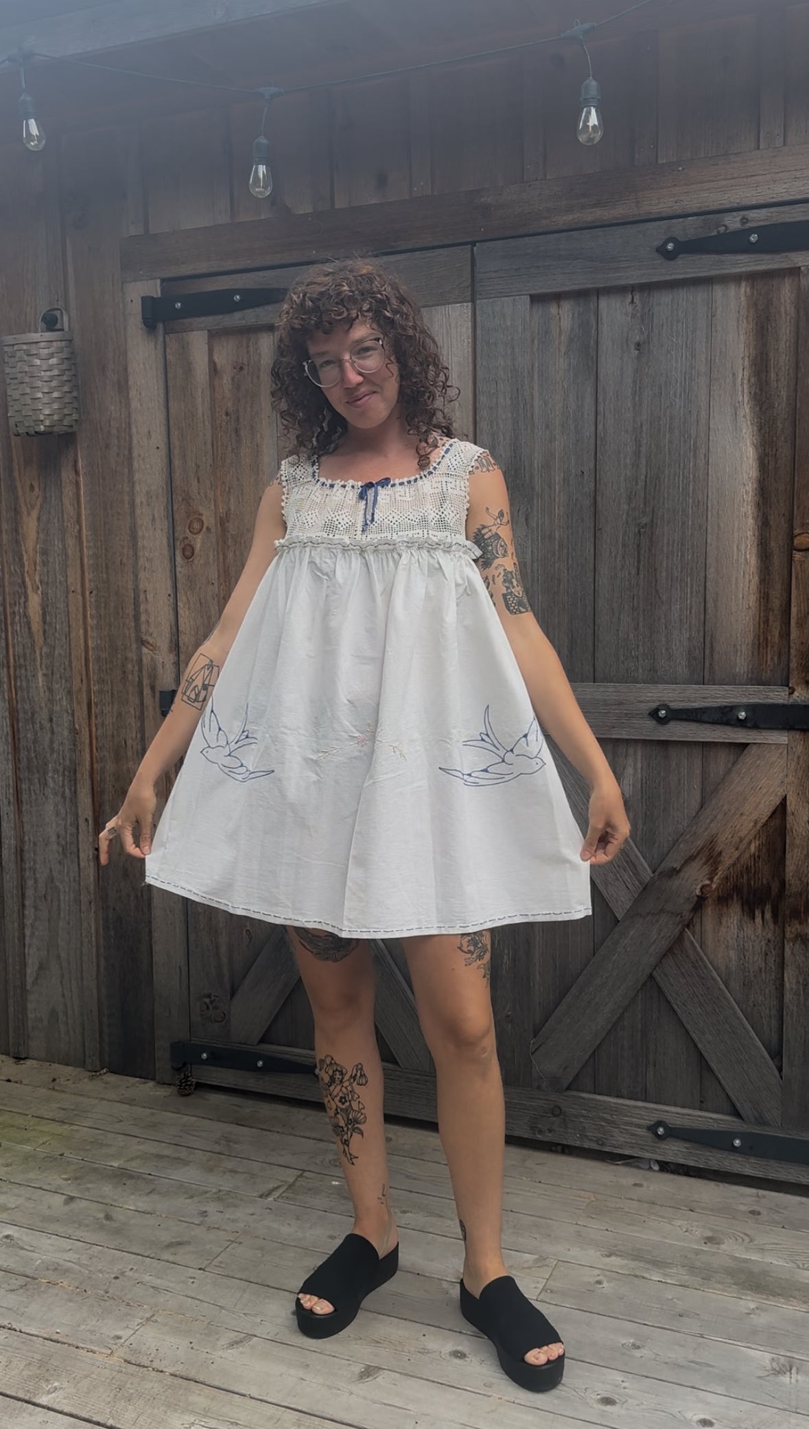 Embroidered Birds Dress