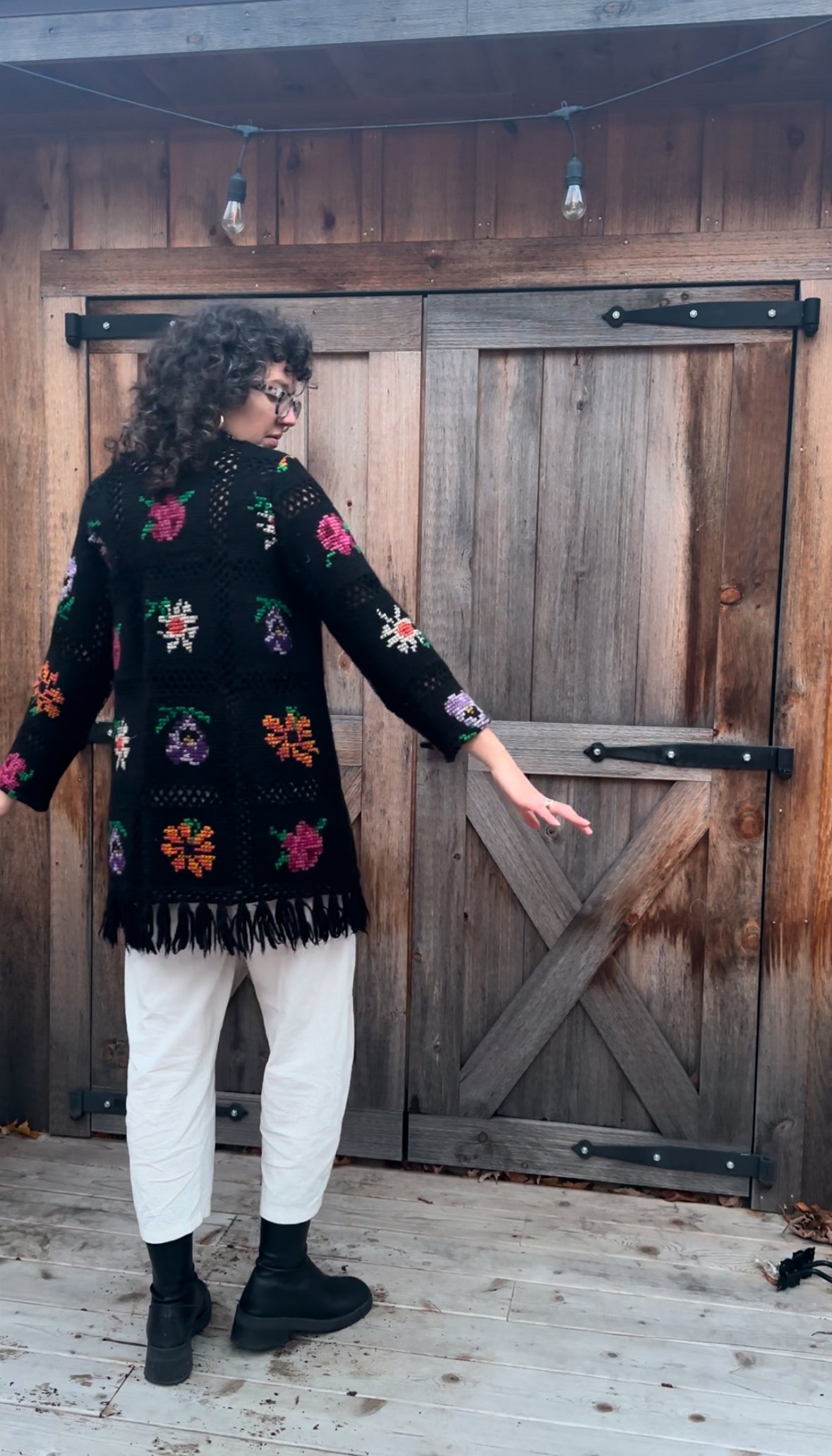 Cross Stitch Flower Cardigan