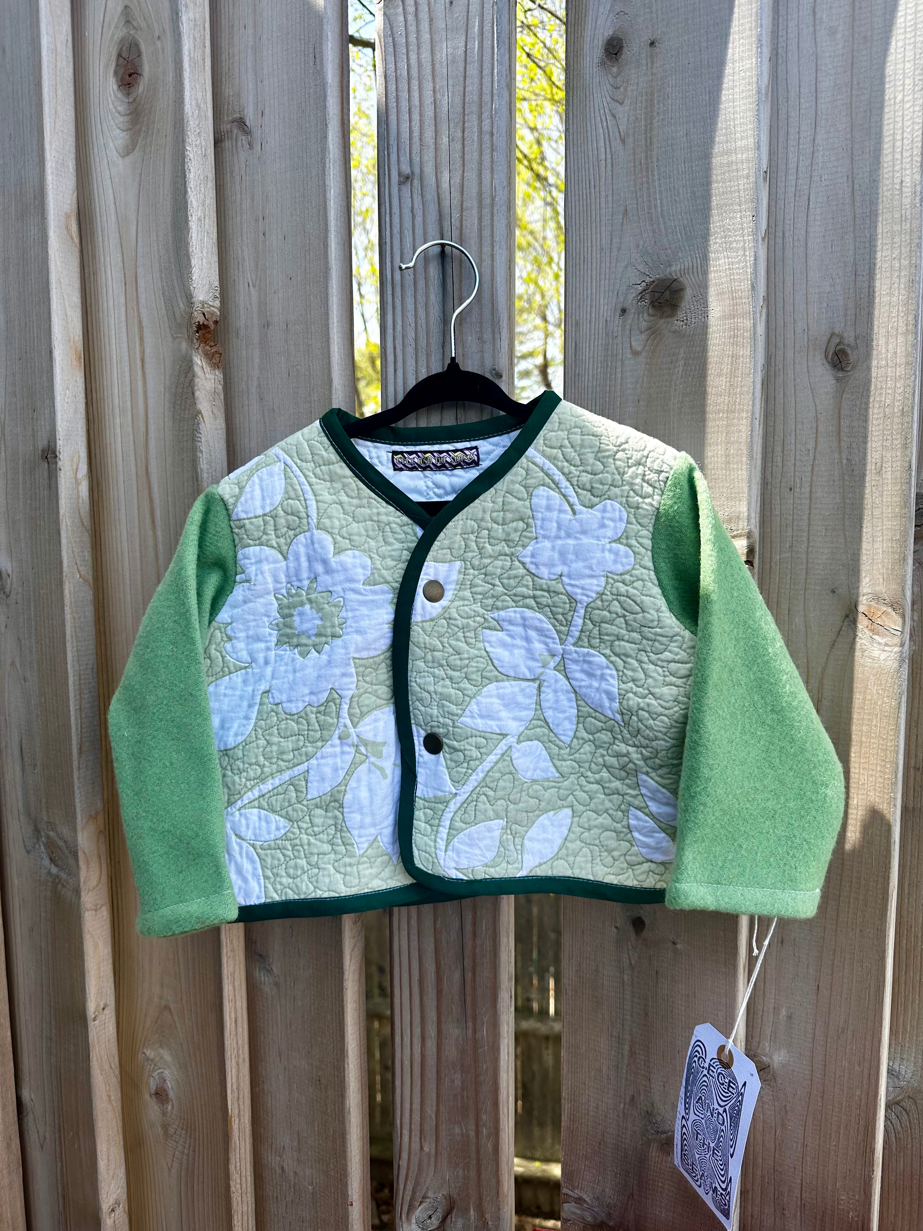 Green Flower Kids Coat