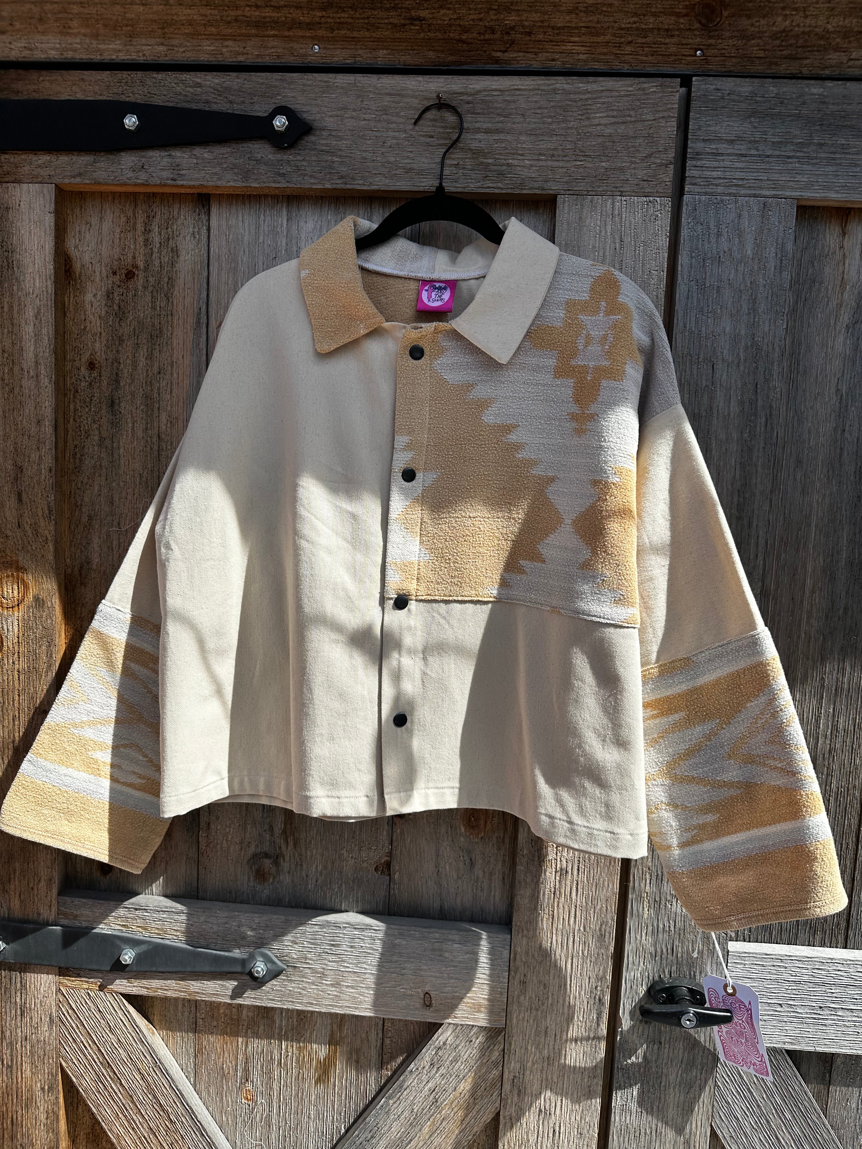 Neutral patchwork Chore Coat